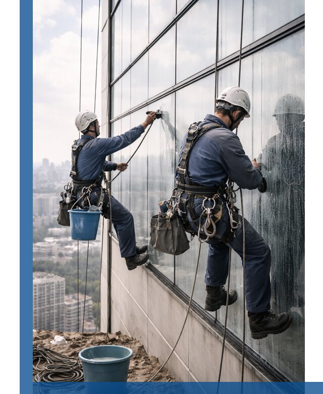 Профессиональная мойка фасадных окон альпинистами в Городце