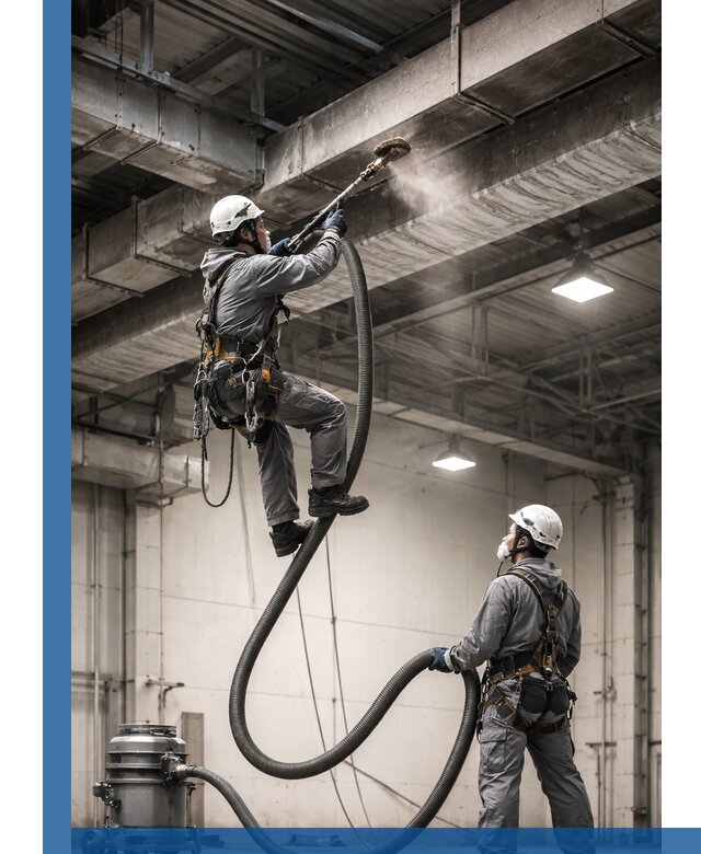 Обеспыливание потолочных конструкций в Городце промышленным альпинизмом