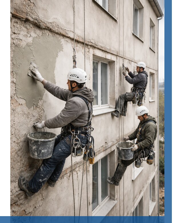 Ремонт штукатурного фасада в Городце от 759 р. под ключ | ВЫСОТНИК-Грд