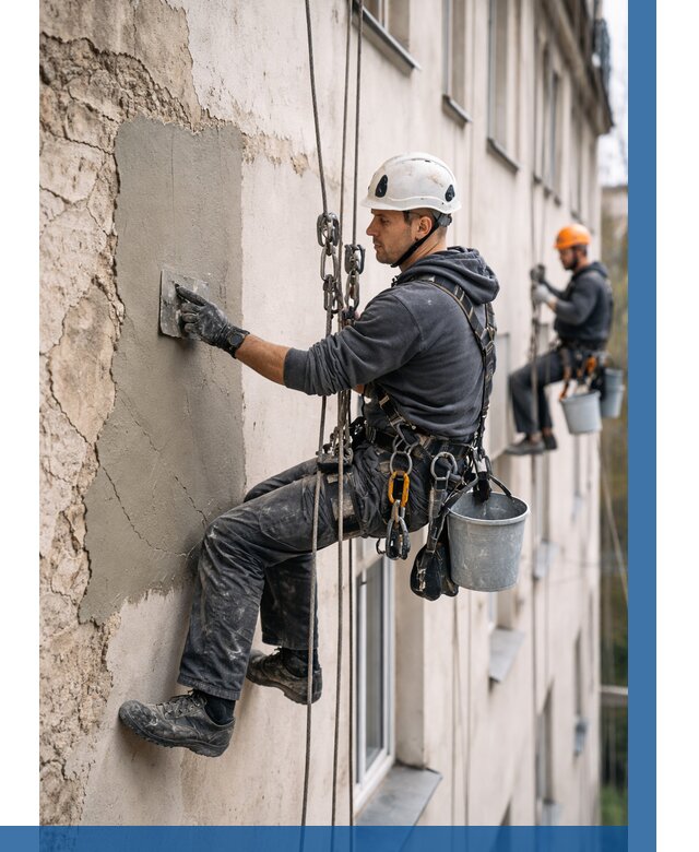 Восстановление штукатурки фасада в Городце от 1215 р. | ВЫСОТНИК-Грд