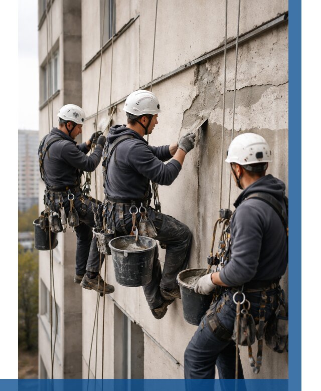 Ремонт бетонных элементов фасада в Городце от 2531 р. | ВЫСОТНИК-Грд