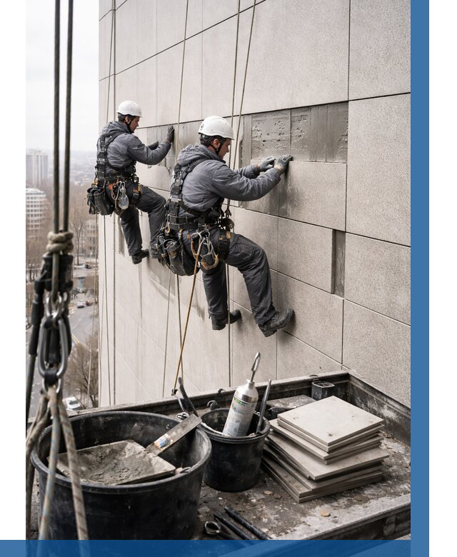 Ремонт фасада из керамогранита в Городце от 2531 р. | ВЫСОТНИК-Грд