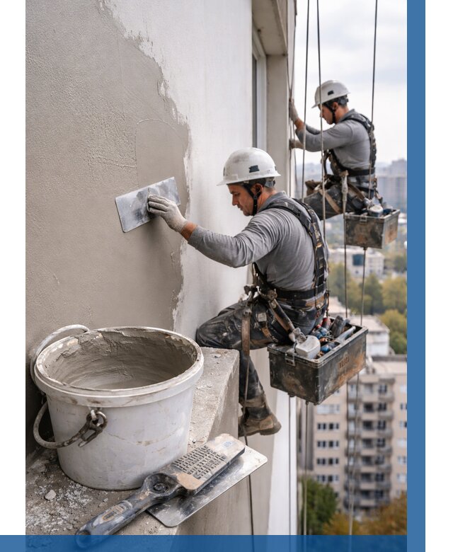 Шпаклевка фасада на высоте в Городце от 709 р. | ВЫСОТНИК-Грд