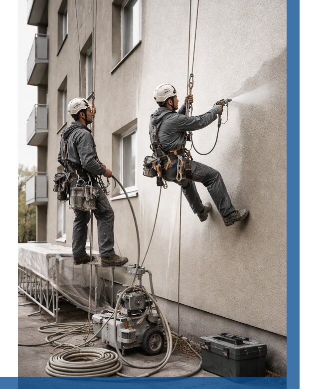 Безвоздушная покраска фасада в Городце от 223 р/м² | ВЫСОТНИК-Грд