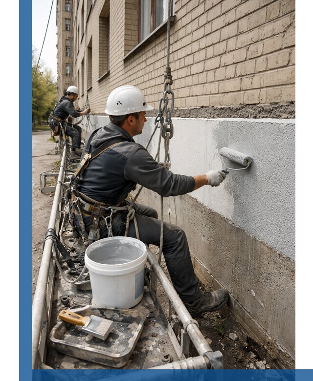 Окраска цоколя здания в Городце профессионально и надежно