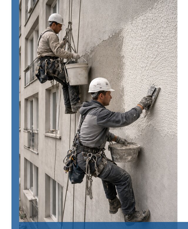 Нанесение декоративной штукатурки короед на фасад в Городце