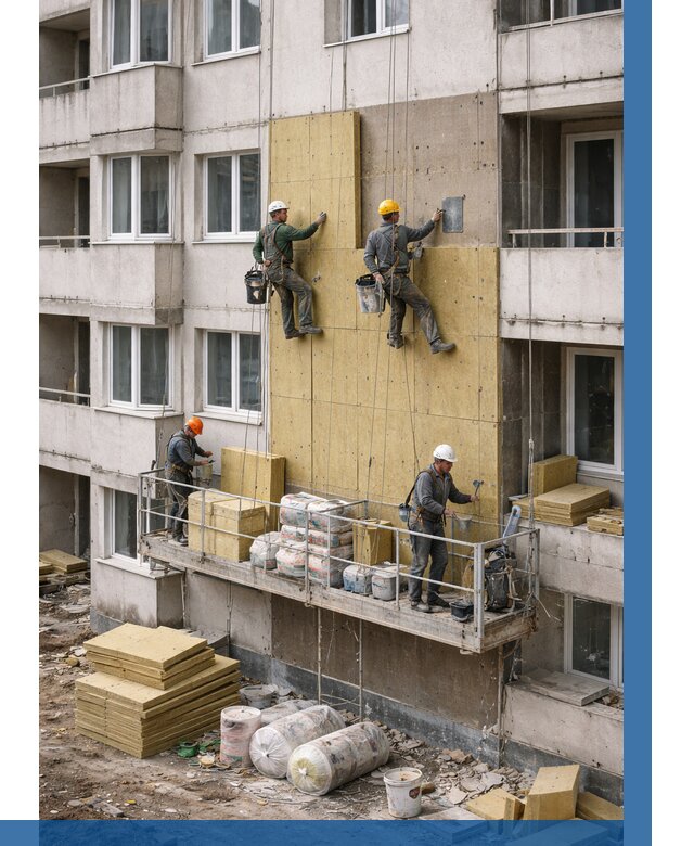 Утепление фасада минватой в Городце от 1518 р. | ВЫСОТНИК-Грд