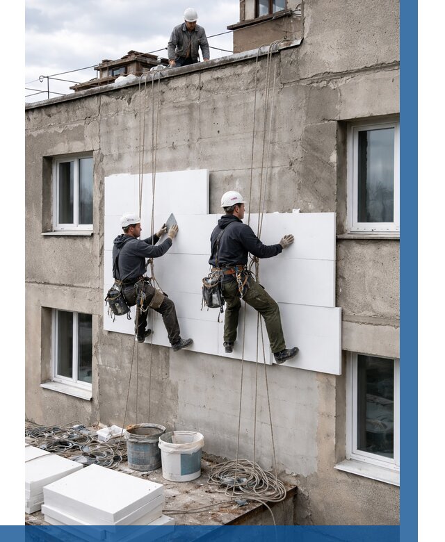 Утепление фасада пенополистиролом в Городце от 1822 р. | ВЫСОТНИК-Грд