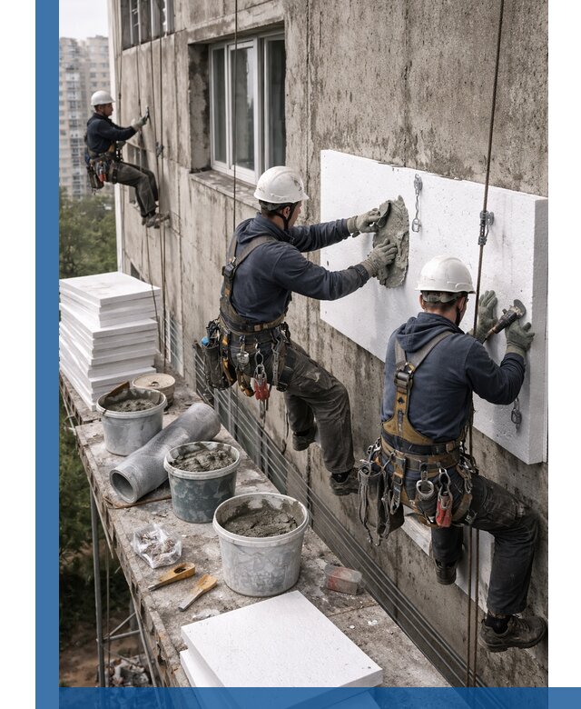 Утепление фасада пенополистиролом в Городце под ключ