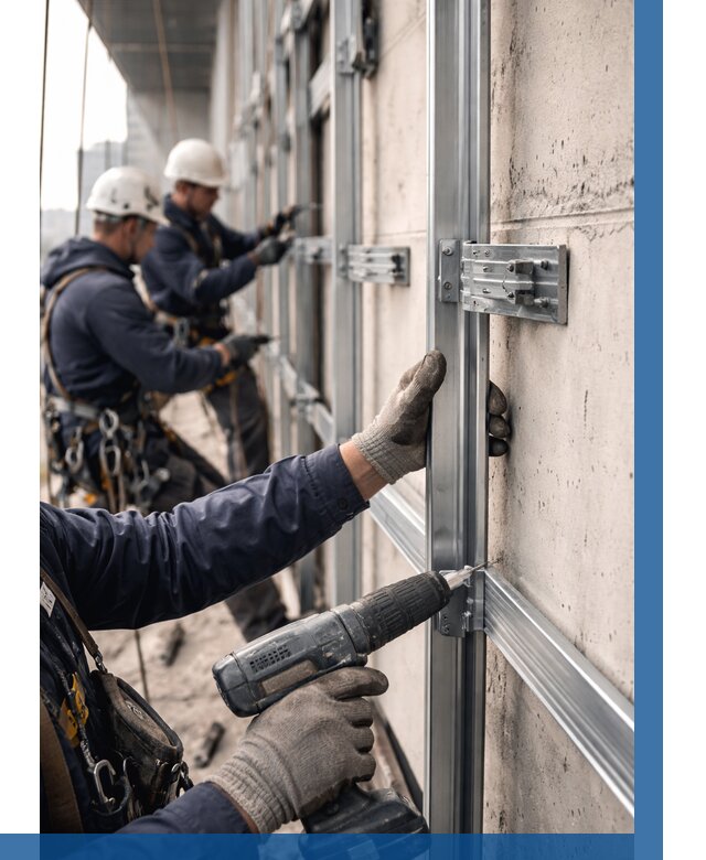 Монтаж подсистемы вентфасада в Городце от 860 р. | ВЫСОТНИК-Грд