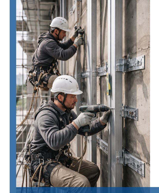 Монтаж и крепление подсистемы вентфасада в Городце