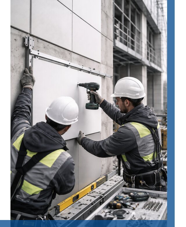 Монтаж композитных панелей фасада в Городце от 2531 р. | ВЫСОТНИК-Грд