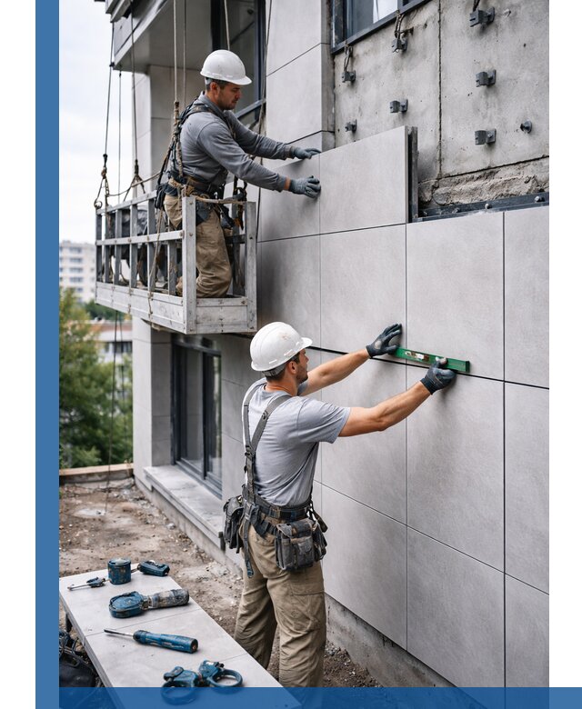 Монтаж керамогранита на фасад в Городце под ключ с гарантией качества