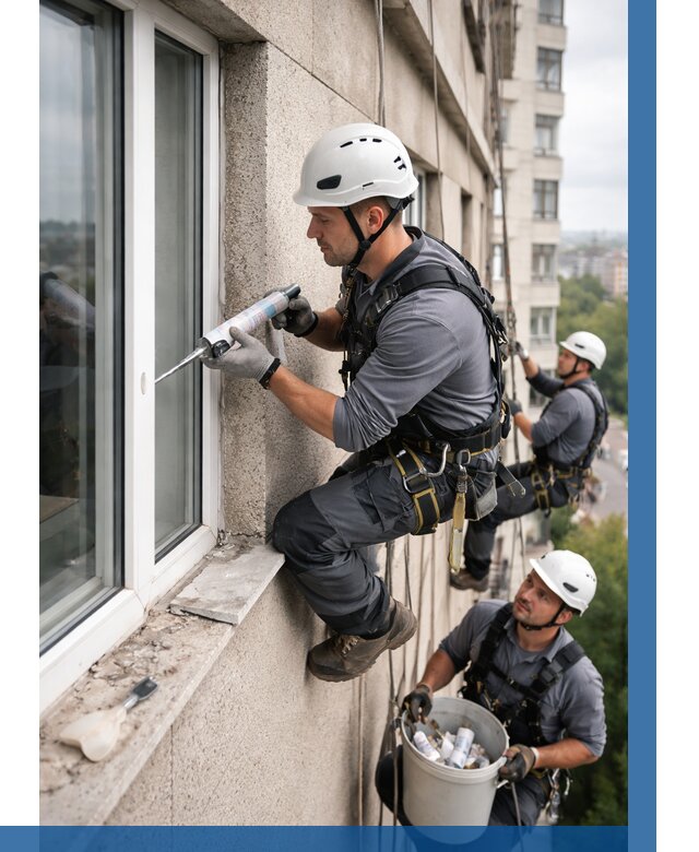 Герметизация оконных швов снаружи в Городце от 1518 р. | ВЫСОТНИК-Грд