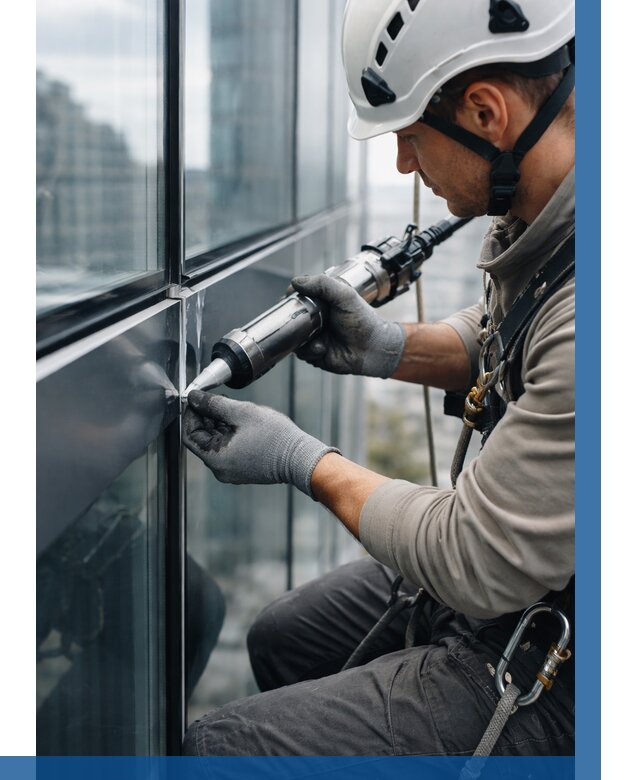 Герметизация стыков витража в Городце от 1215 р. | ВЫСОТНИК-Грд