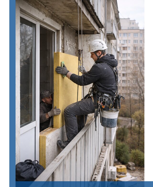 Профессиональное утепление балкона снаружи в Городце под ключ