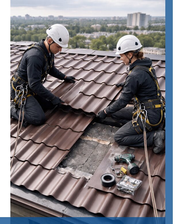 Ремонт металлочерепицы на крыше в Городце от 911 р. | ВЫСОТНИК-Грд