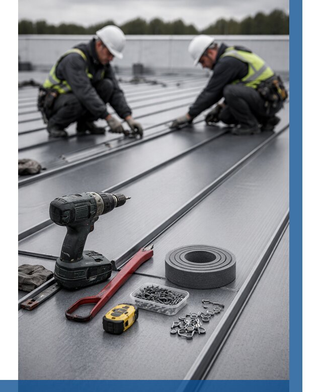 Монтаж фальцевой кровли в Городце от 1822 р. | ВЫСОТНИК-Грд