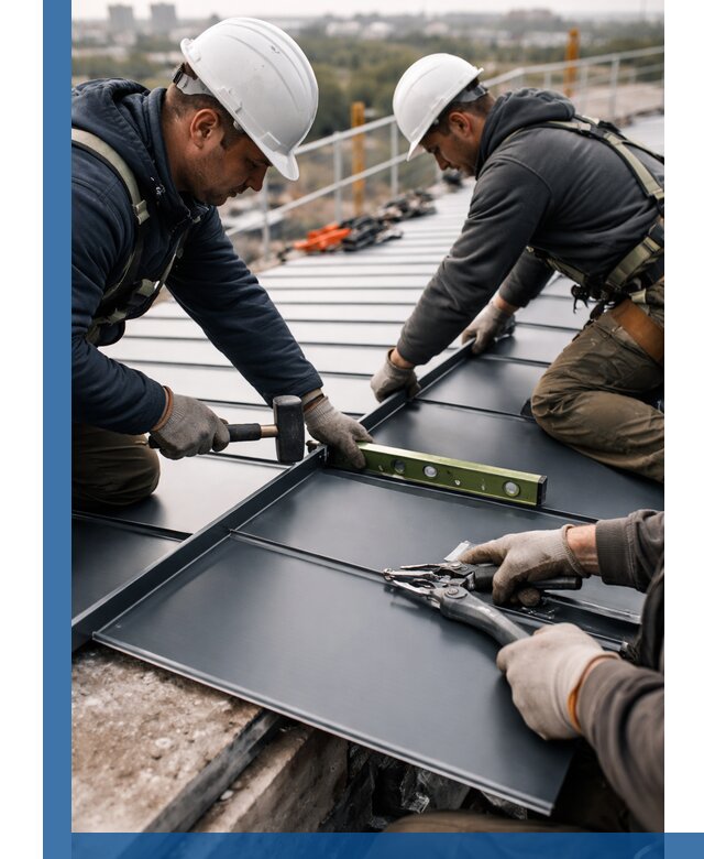 Монтаж фальцевой кровли в Городце для промышленных зданий