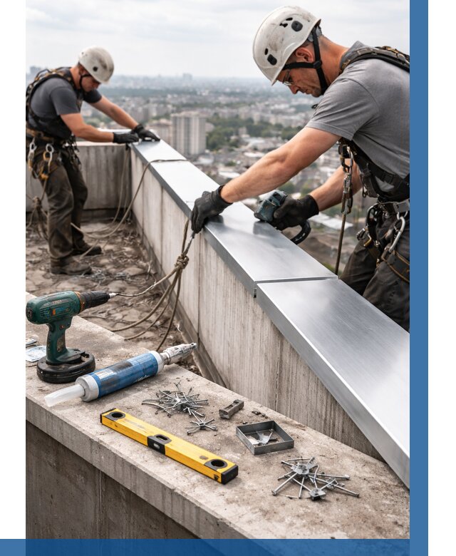 Монтаж парапетных крышек в Городце от 810 р. | ВЫСОТНИК-Грд