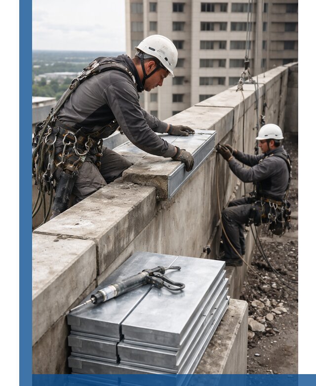 Замена парапетных крышек и установка новых в Городце