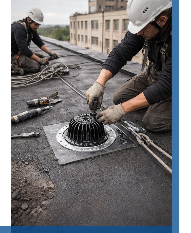 Установка водосточных воронок в Городце цена от 3543 р. | ВЫСОТНИК-Грд