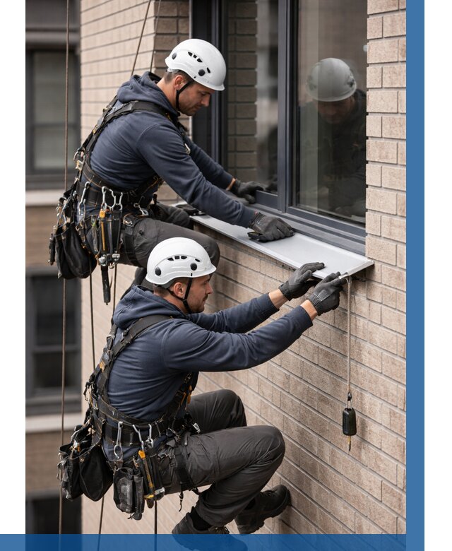 Монтаж оконных отливов под ключ в Городце от 3543 р. | ВЫСОТНИК-Грд