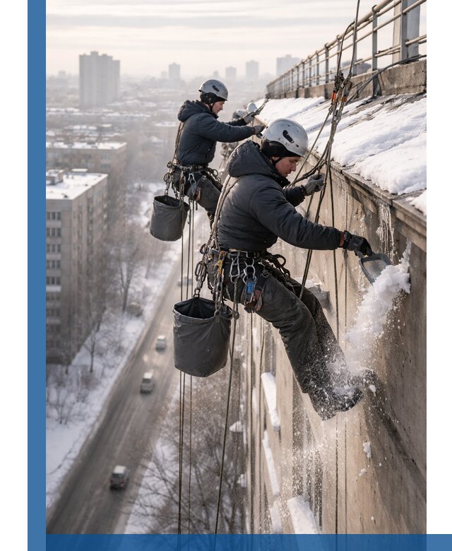 Очистка карнизов от снега в Городце профессионально и безопасно