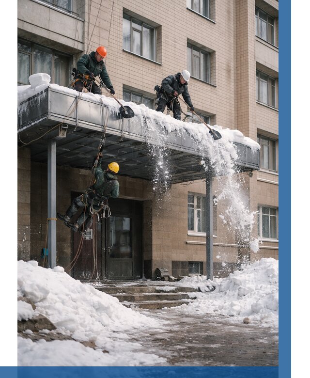 Очистка козырьков от снега в Городце от 3543 р. | ВЫСОТНИК-Грд