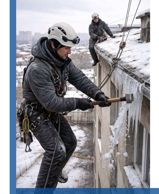 Сбивание и удаление сосулек с крыши в Городце безопасно