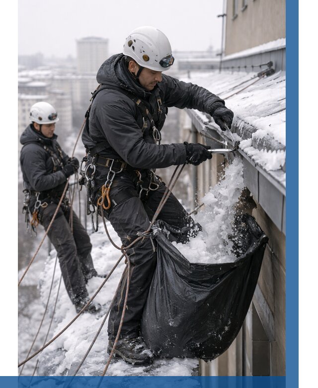 Аварийная очистка крыши в Городце под ключ от 304 р. | ВЫСОТНИК-Грд