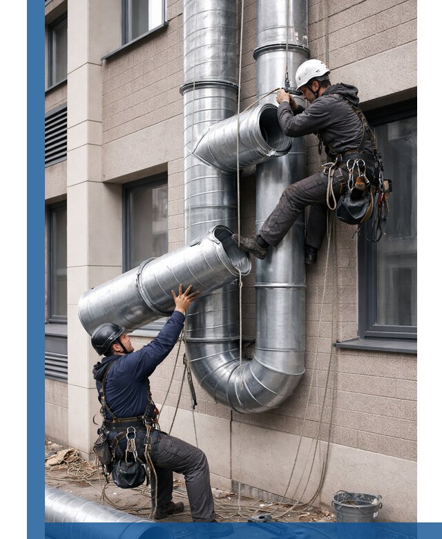 Монтаж фасадных воздуховодов в Городце с герметизацией и крепежом