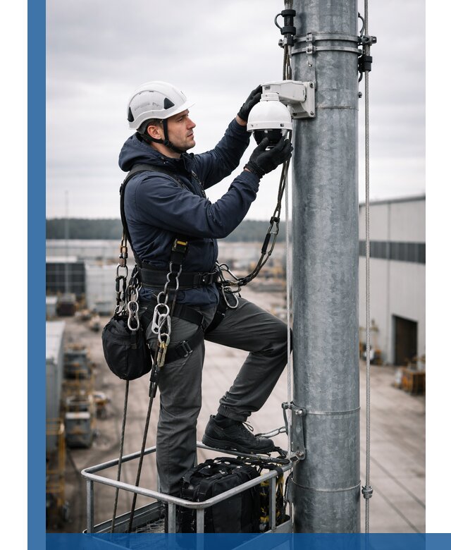Профессиональная установка видеокамер на мачте в Городце