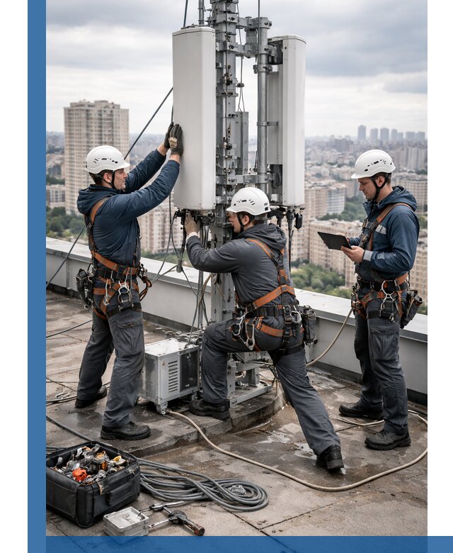 Монтаж антенн связи на крыше в Городце с вводом в эксплуатацию