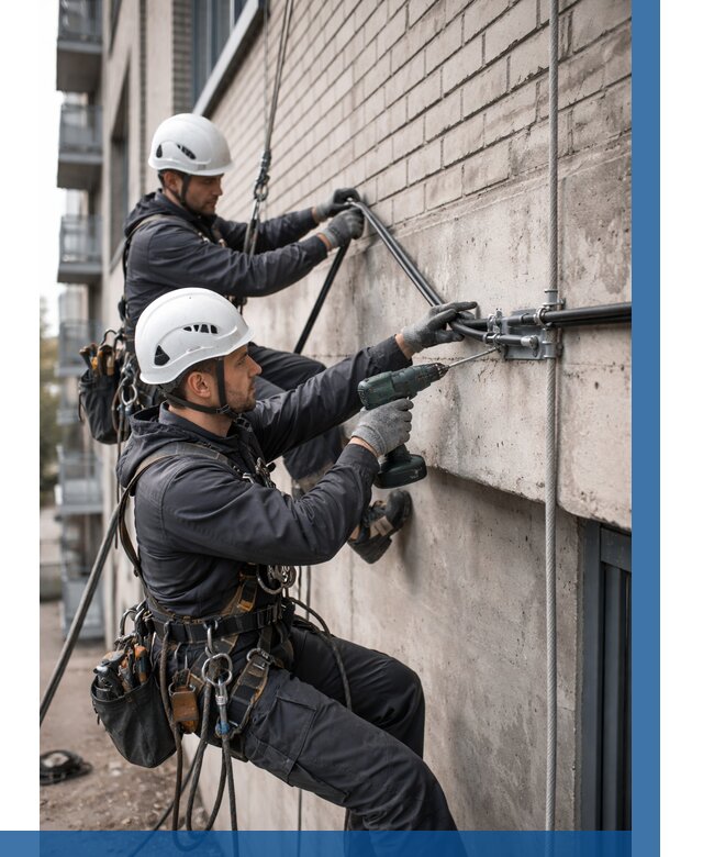 Крепление кабеля на фасаде в Городце от 354 р. | ВЫСОТНИК-Грд