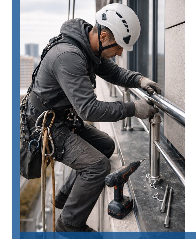 Монтаж ограждений на высоте в Городце для зданий и конструкций