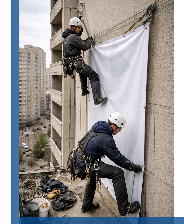 Профессиональный монтаж баннеров на фасаде в Городце