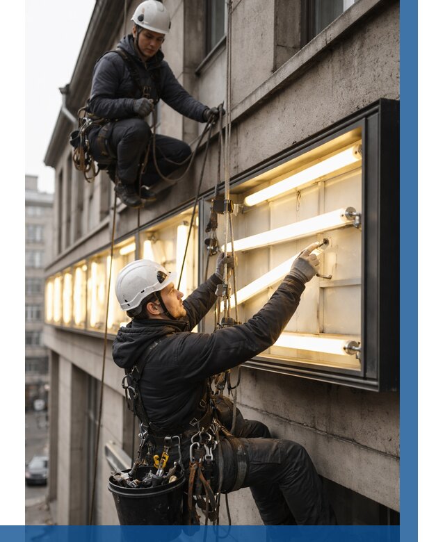Замена ламп в вывеске в Городце под ключ от 3543 р. | ВЫСОТНИК-Грд