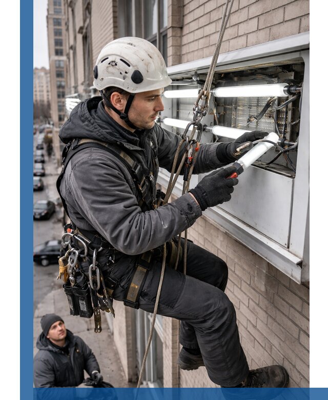 Профессиональная замена ламп в наружной вывеске в Городце