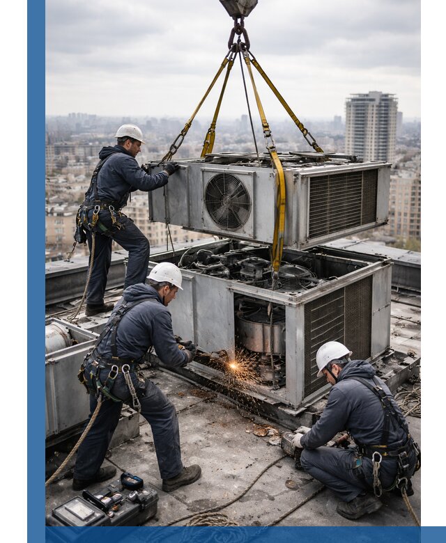 Демонтаж крышной установки в Городце любой сложности