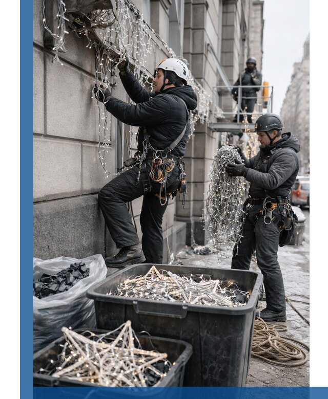 Демонтаж новогоднего оформления и гирлянд в Городце