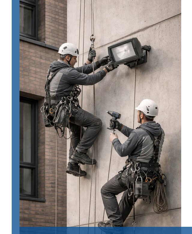 Профессиональный монтаж фасадных прожекторов в Городце под ключ