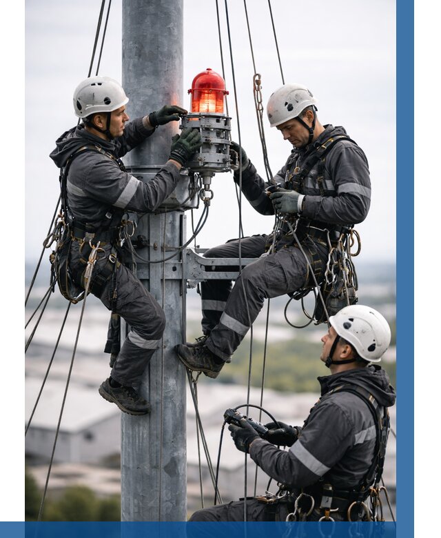 Монтаж заградительных огней в Городце от 8605 р. | ВЫСОТНИК-Грд