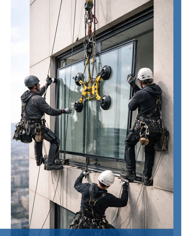 Монтаж стеклопакетов на высоте в Городце от 3239 р. | ВЫСОТНИК-Грд