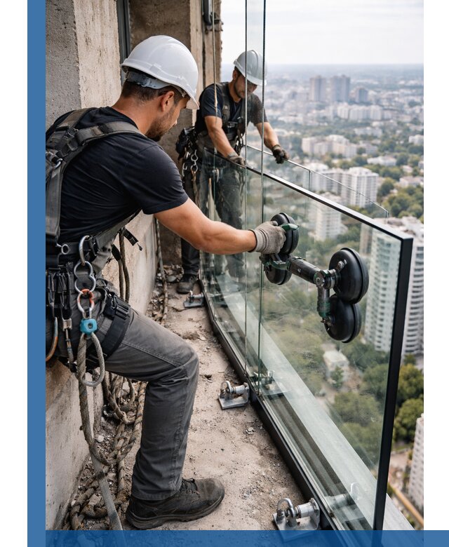 Монтаж стеклянных ограждений под ключ с гарантией в Городце