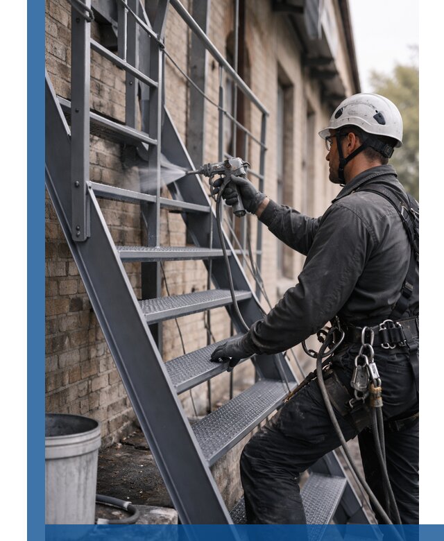 Покраска и антикоррозионная защита пожарных лестниц в Городце