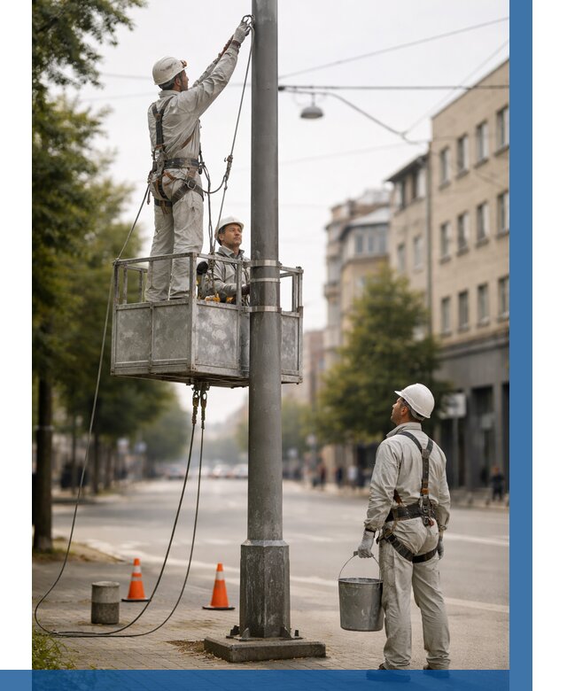 Покраска опор освещения в Городце от 5062 р. | ВЫСОТНИК-Грд