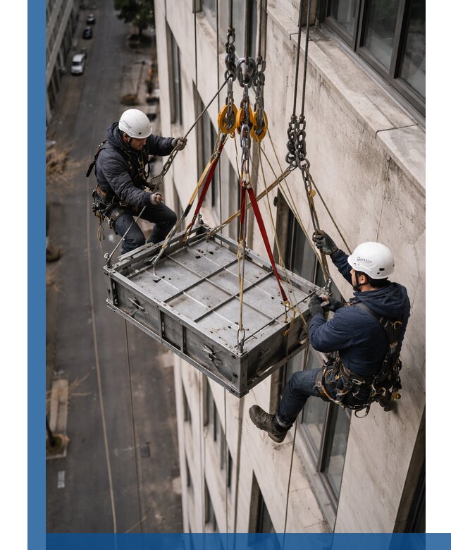 Спуск и подъем грузов по фасаду в Городце для зданий