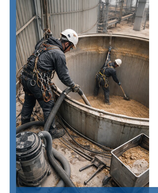 Профессиональная чистка зерновых бункеров в Городце с выездом