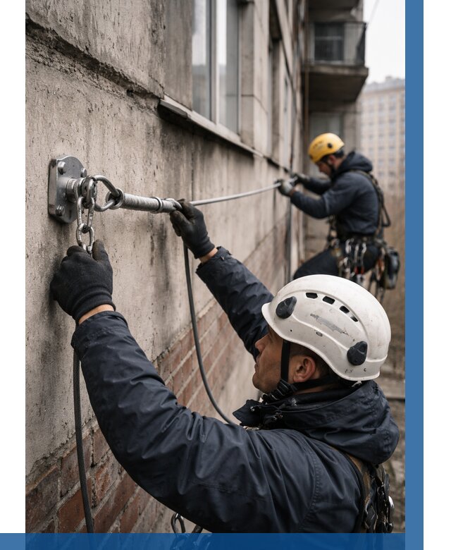 Монтаж анкерных линий в Городце от 3037 р. | ВЫСОТНИК-Грд
